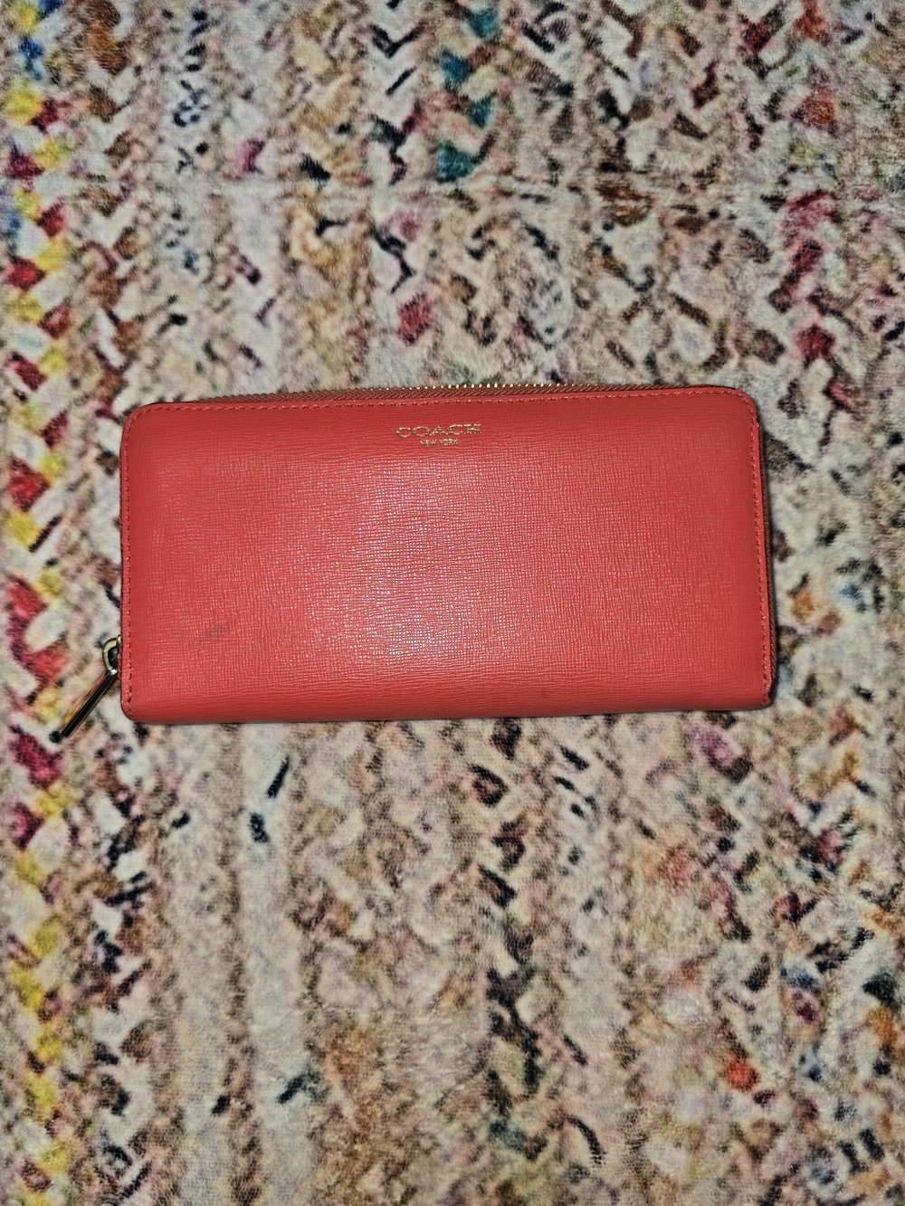 Coach Zip-Around Wallet in Coral Red